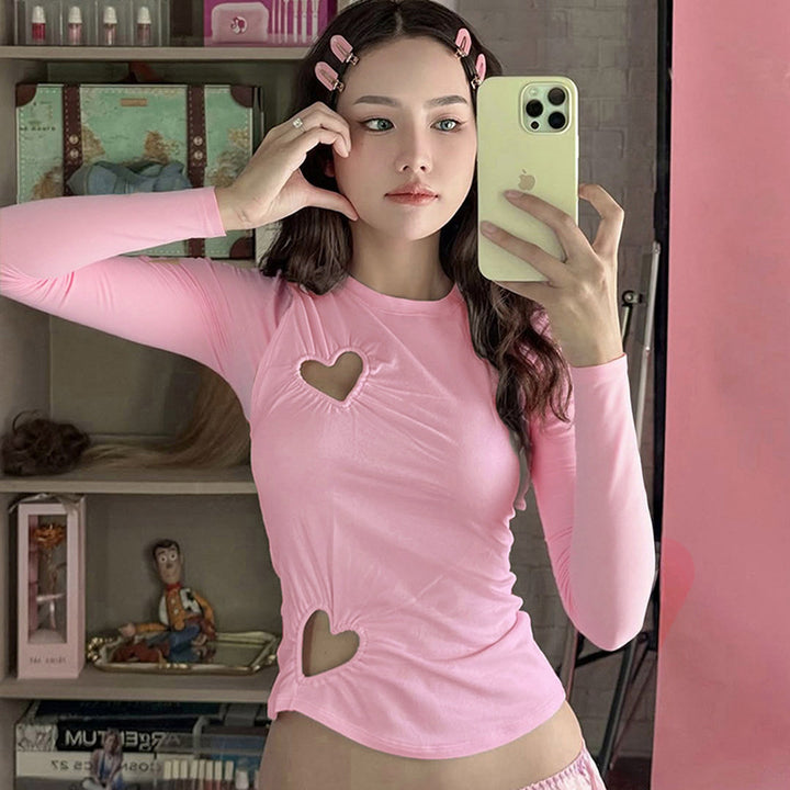 Damen Crop-Top mit herzförmigen Cut-outs und modischem Raffungselement Echo Archiv