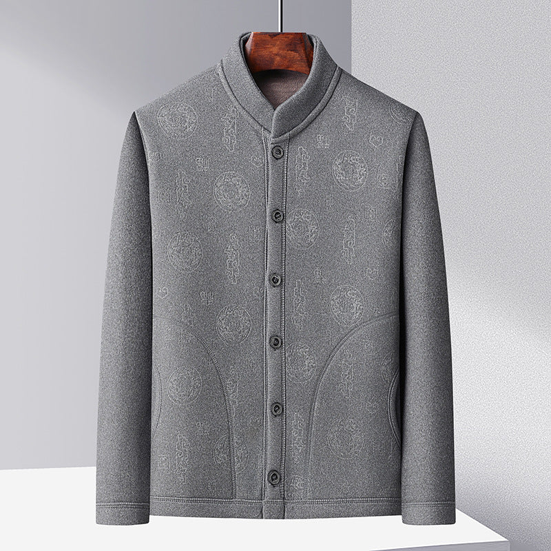 Herren modische Strickjacke mit hochgeschlossenem Kragen und Knopfleiste Echoarchiv