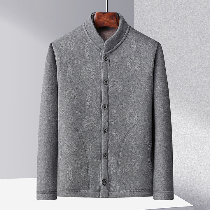 Herren modische Strickjacke mit hochgeschlossenem Kragen und Knopfleiste Echoarchiv