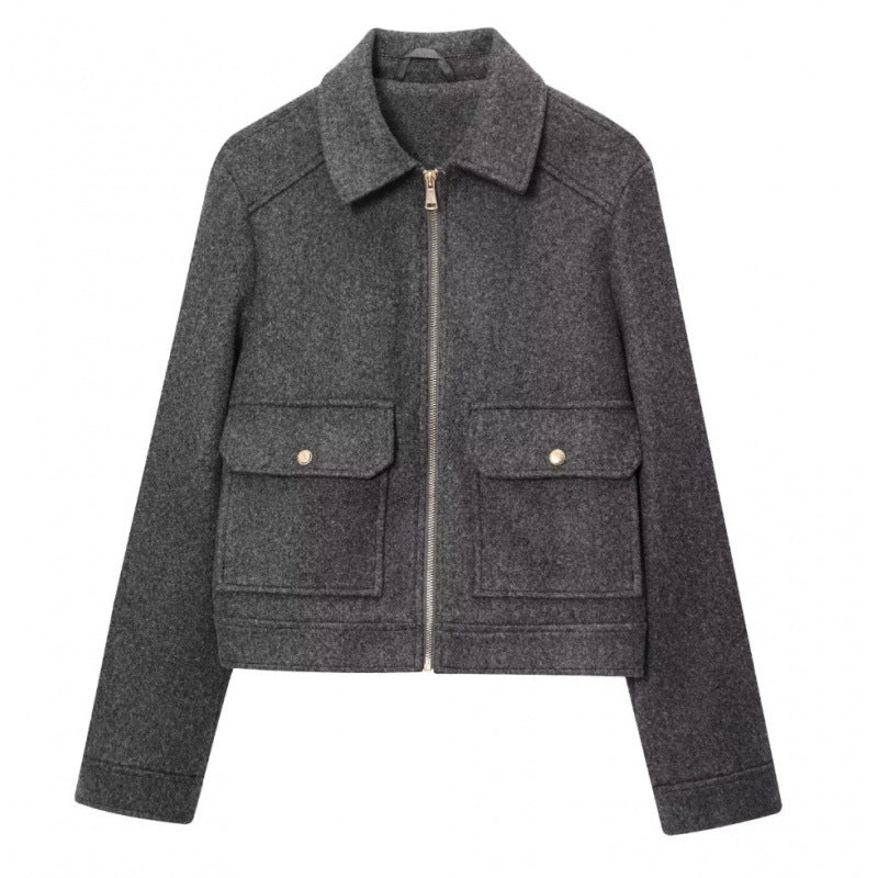 Damen Kurzjacke im Velours‑Optik mit Klapp‑Pattentaschen und durchgehendem Reißverschluss Echo Archiv