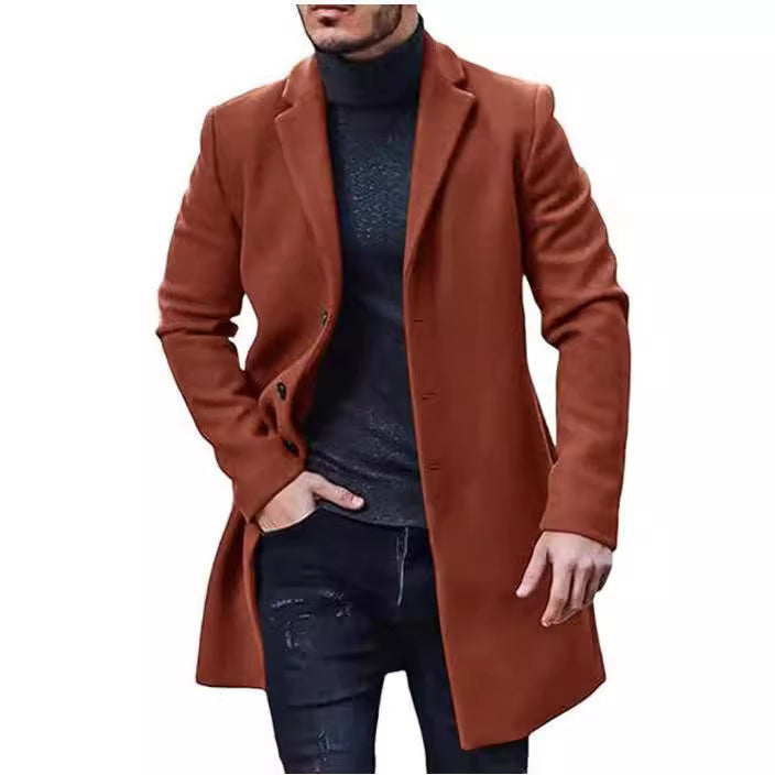 Herren Eleganter Wollmantel mit klassischem Revers und Echoarchivrnem Schnitt Echoarchiv