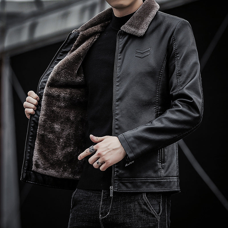 Herren Kunstlederjacke mit weichem Kragen Echo Archiv
