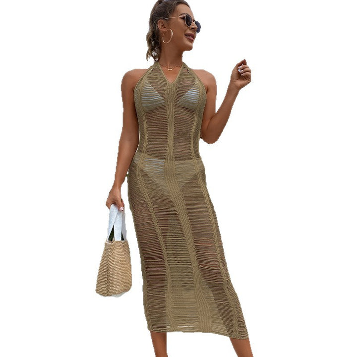 Damen elegantes Netzkleid mit tiefem V-Ausschnitt und figurbetonter Silhouette Echo Archiv