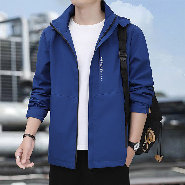 Herren leichte winddichte Sport-Hoodiejacke mit Kapuze, atmungsaktivem Material und verdecktem Reißverschluss Echoarchiv