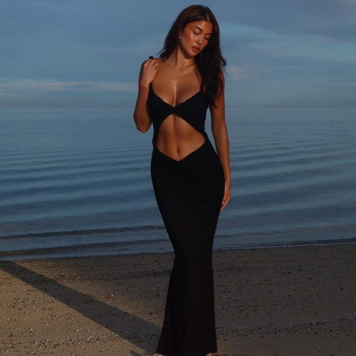 Damen Figurbetontes Wickelkleid mit raffinierten Cut-Outs und Rüschendetails Echo Archiv