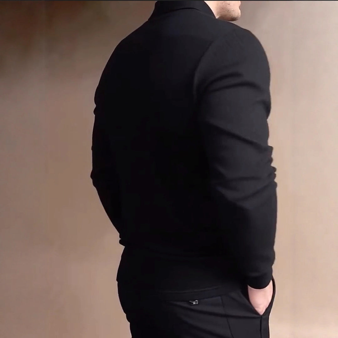 Herren nan tailliertes Waffelstrick-Poloshirt mit klassischem Polokragen Echo Archiv