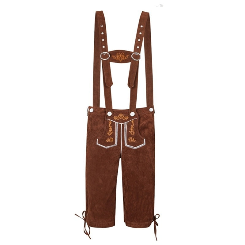 Herren nan kurze Trachtenlederhose mit verstellbaren Trägern und traditionellen Stickereien Echo Archiv