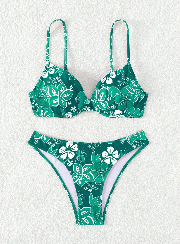 Damen gepolsterter Triangel-Bikini mit floralem Design und verstellbaren Trägern Echo Archiv