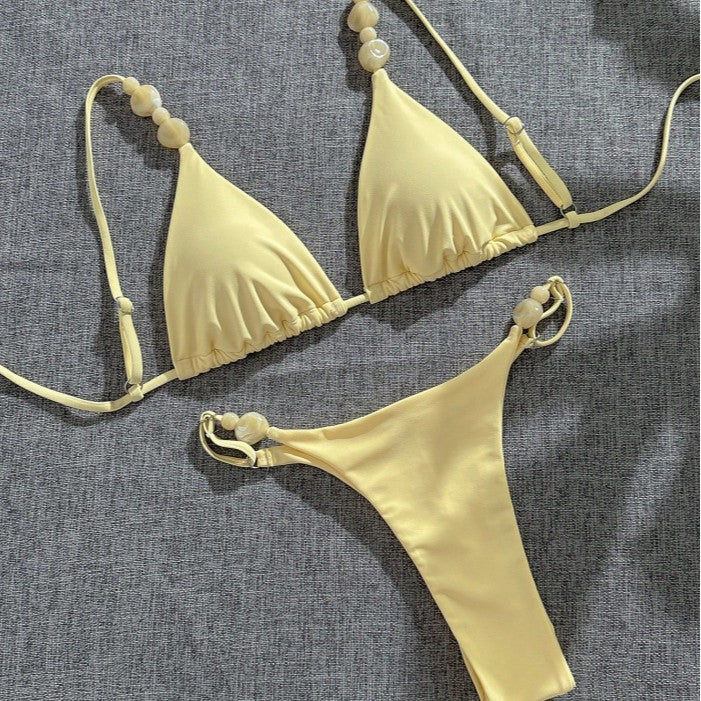 Damen Triangel-Bikini mit dekorativen Perlenakzenten und feinem Minimaldesign Echo Archiv