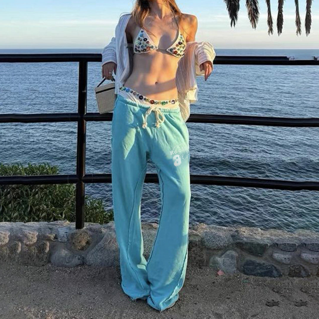 Damen nan ausgestellte Sweatpants mit extra weitem Schlag, elastischem Bund und Kordelzug Echo Archiv