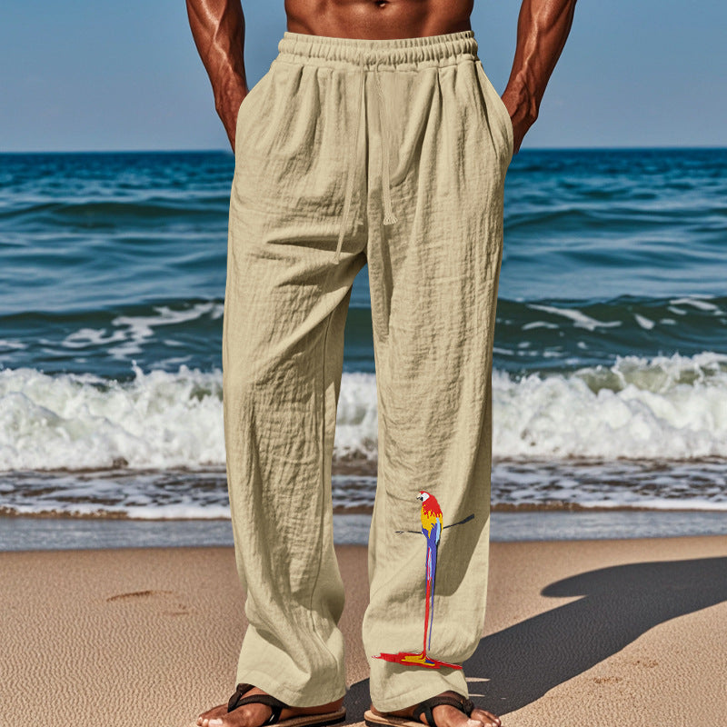 Herren Jackenähnliche Strandhose mit elastischem Bund und lebendigem Motiv Echoarchiv