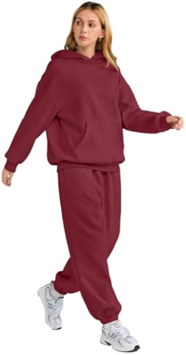 Damen Lässiges Hoodie-Jogging-Set aus French Terry mit Oversize-Kapuzenpullover und hochgeschnittener Jogginghose – Auréline