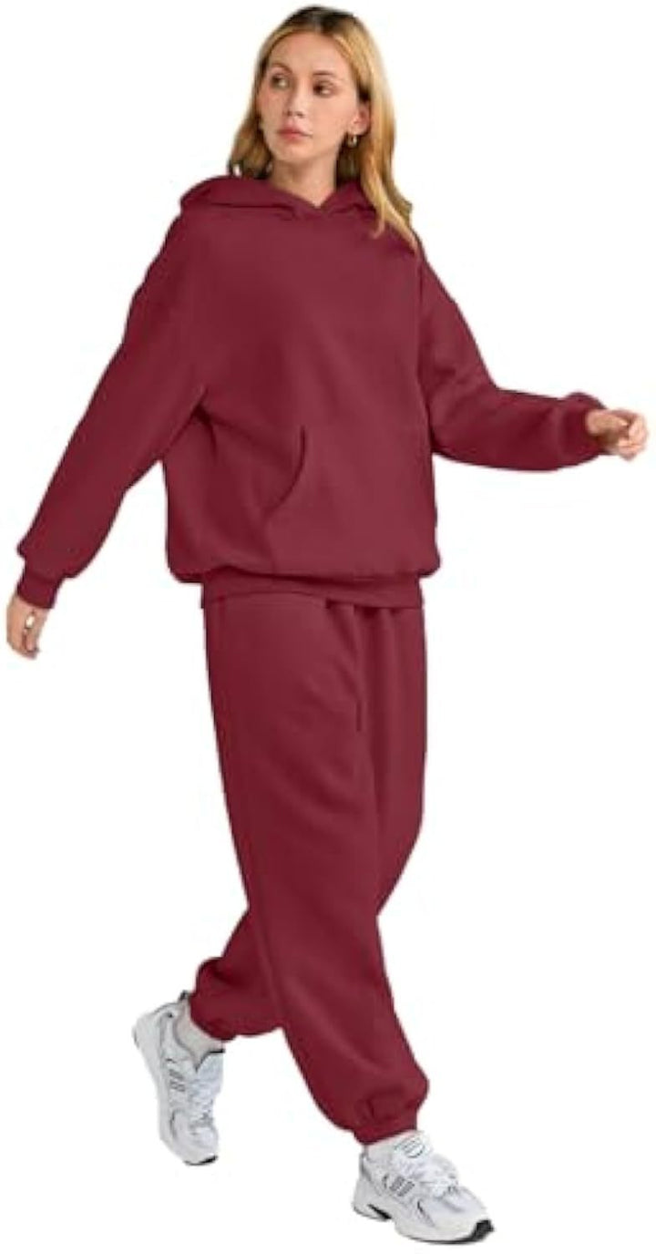 Damen Lässiges Hoodie-Jogging-Set aus French Terry mit Oversize-Kapuzenpullover und hochgeschnittener Jogginghose – Auréline