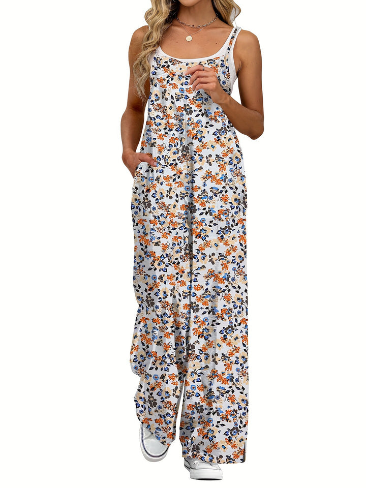 Damen Lässiger Jumpsuit mit floralen Mustern und praktischen Taschen Echo Archiv