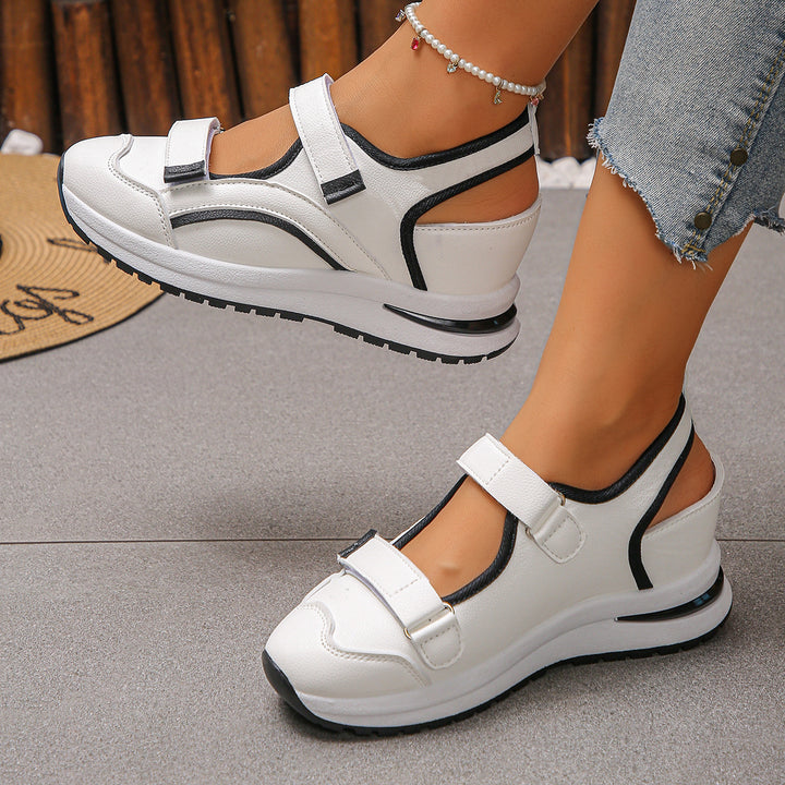 Damen sportliche Slingback-Sneakers mit Klettverschluss und leichter Keilsohle – Névara