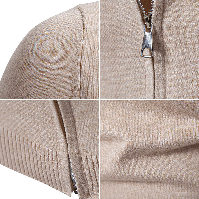Herren modische Strickjacke mit hohem Kragen und funktionellem Reißverschluss Echoarchiv