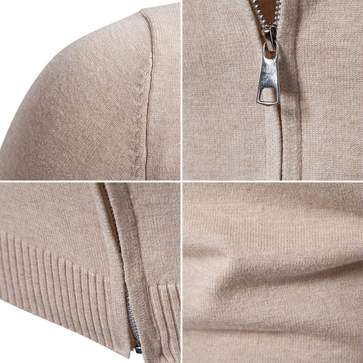 Herren modische Strickjacke mit hohem Kragen und funktionellem Reißverschluss Echoarchiv