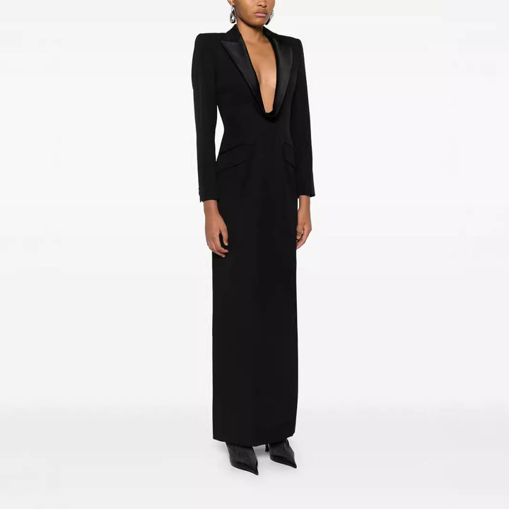 Damen Tailliertes Abend-Maxikleid im Smoking-Blazer-Stil Echoarchiv