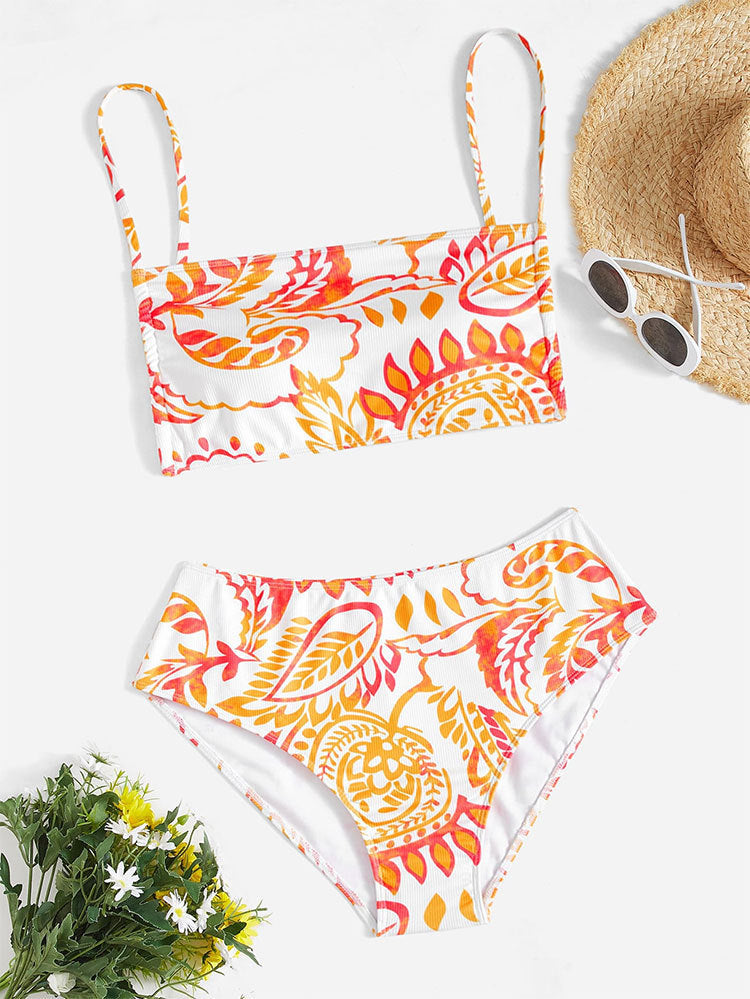 Damen Triangel-Bikini mit fröhlichem Blumenmuster und eleganten Rüschendetails Echo Archiv