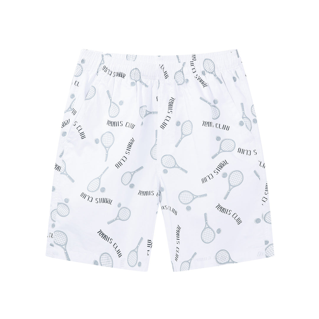 Herren Badeshorts mit Tennis-Motiv und elastischem Bund Echoarchiv