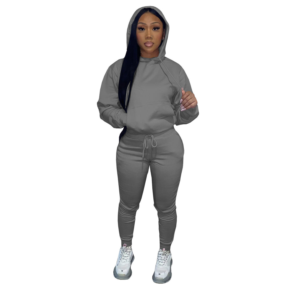Damen nan Kapuzen-Lounge-Set mit Kängurutasche taillierter Jogginghose und Bündchen Echo Archiv