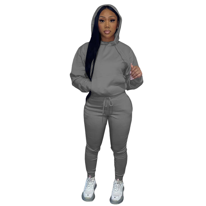 Damen nan Kapuzen-Lounge-Set mit Kängurutasche taillierter Jogginghose und Bündchen Echo Archiv