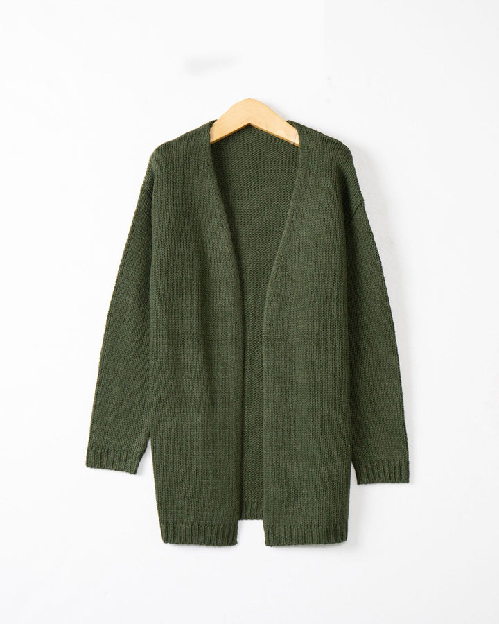 Damen Longline Strickcardigan ohne Verschluss mit offener Front und feiner Rippkante Echo Archiv