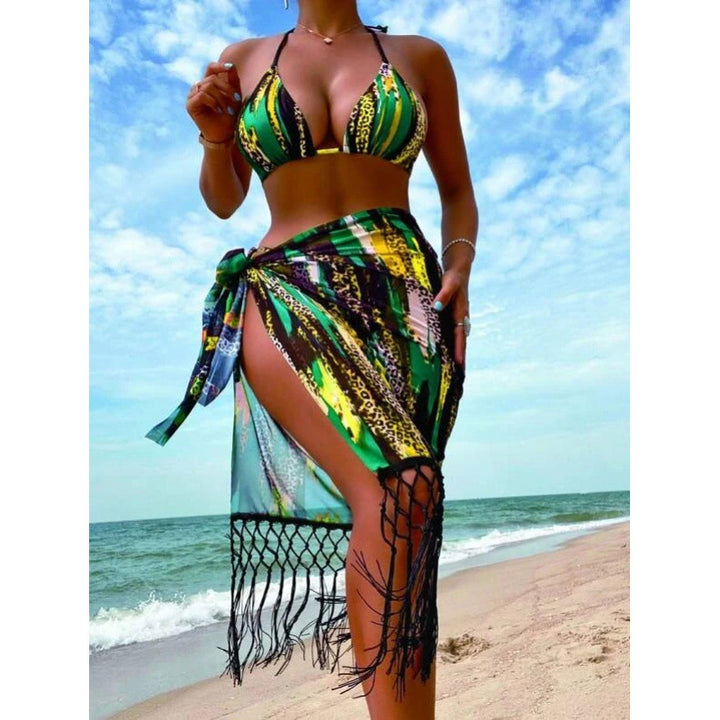 Damen Bikini-Set mit trendigem Fransenüberrock und verstellbaren Trägern Echo Archiv