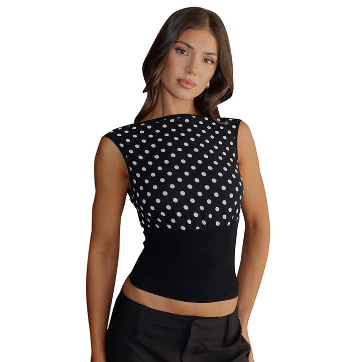 Damen Polka-Dots Oberteil mit elastischem Bund Echo Archiv