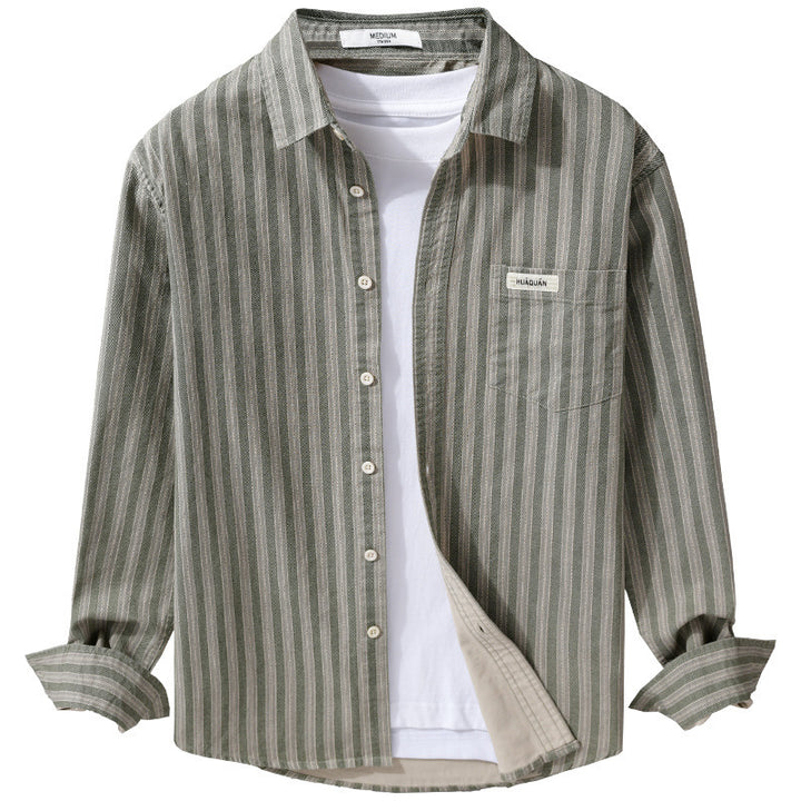 Herren Casual-Streifenhemd im Overshirt‑Stil mit Kentkragen Echoarchiv