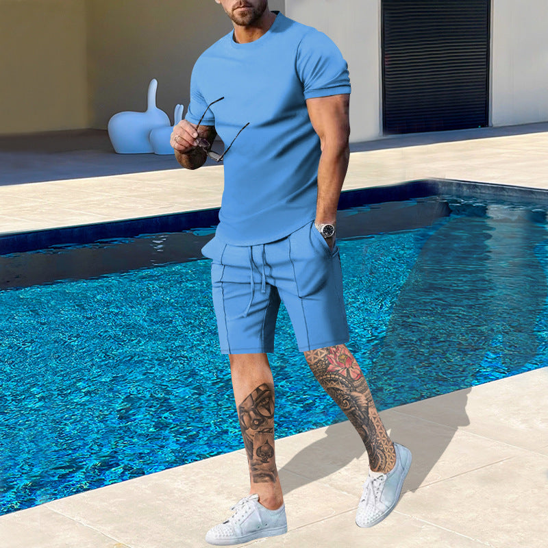 Herren Sportliches Kurzarm T-Shirt mit passender Jersey-Shorts Echoarchiv