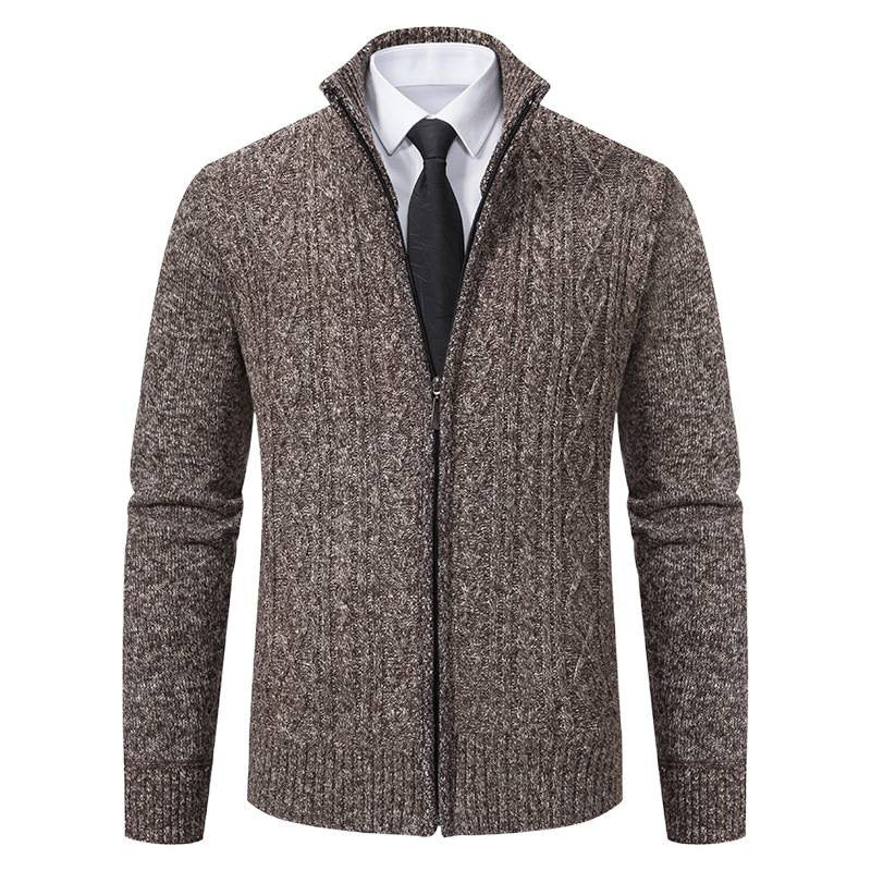 Herren Strickjacke mit Stehkragen und strukturierter Musterung Echoarchiv
