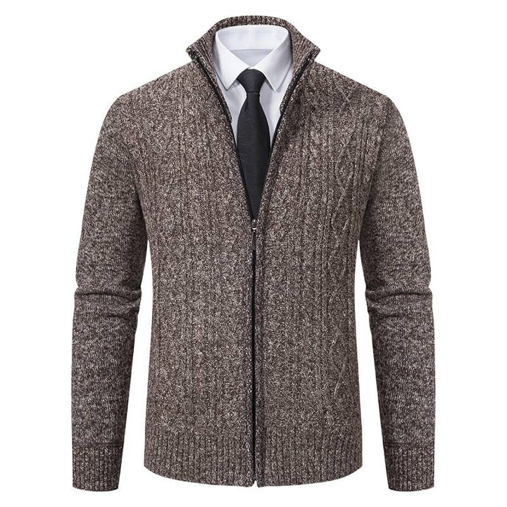 Herren Strickjacke mit Stehkragen und strukturierter Musterung Echoarchiv
