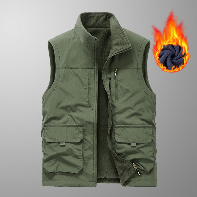 Herren Thermo-Outdoorweste mit Fleece‑Innenfutter, Stehkragen und Multifunktionstaschen Echo Archiv