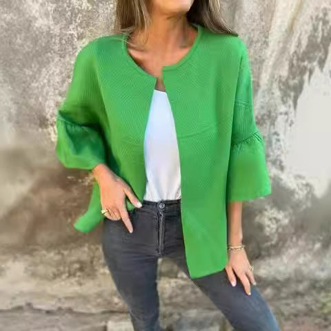 Damen Kurzjacke aus Strukturstrick mit 3/4 Ballonärmeln Echo Archiv