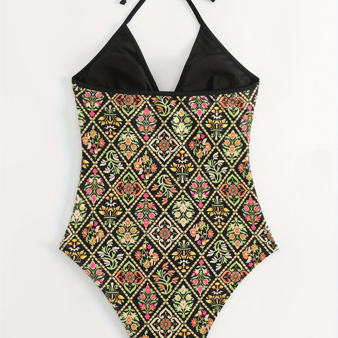 Damen Einteiliger Badeanzug mit modischem floralem Design Echo Archiv