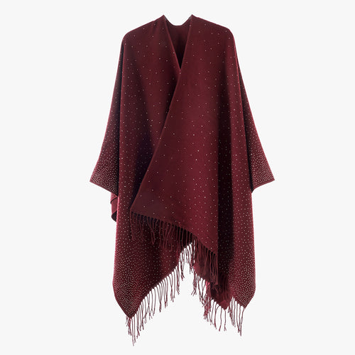 Damen Fransen‑Capeponcho im Oversize‑Fall mit dezentem Pünktchen‑Glanz Echo Archiv