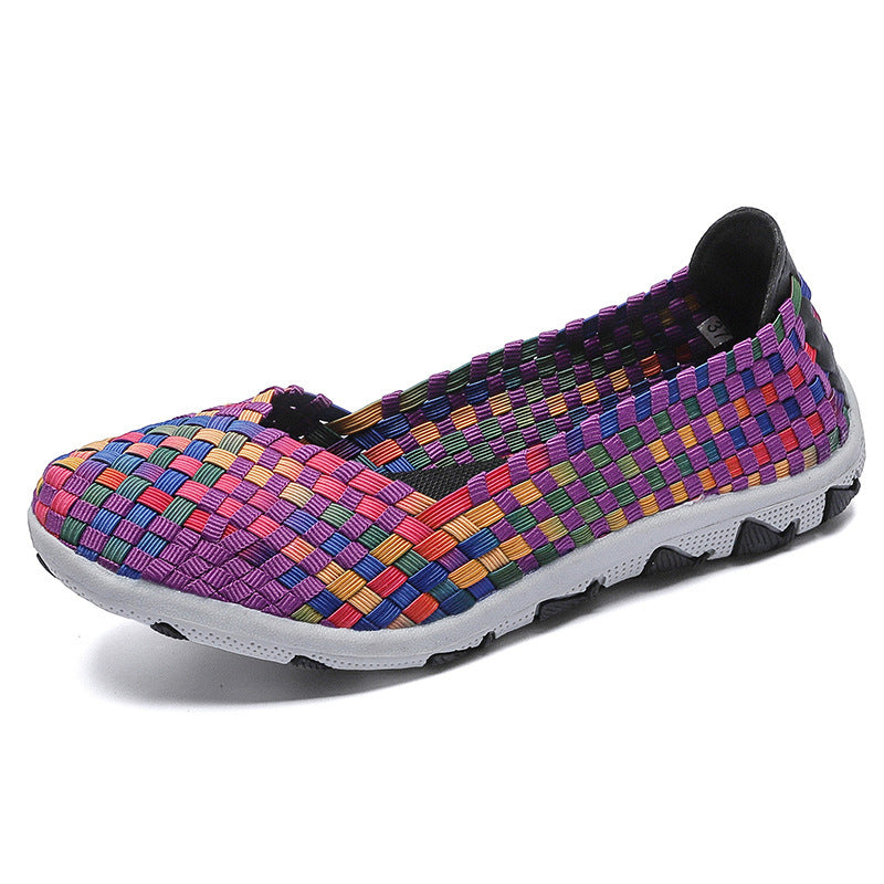 Damen nan gestrickter Slip-On Freizeitschuh mit geflochtenem Obermaterial und rutschfester Flexsohle Echo Archiv