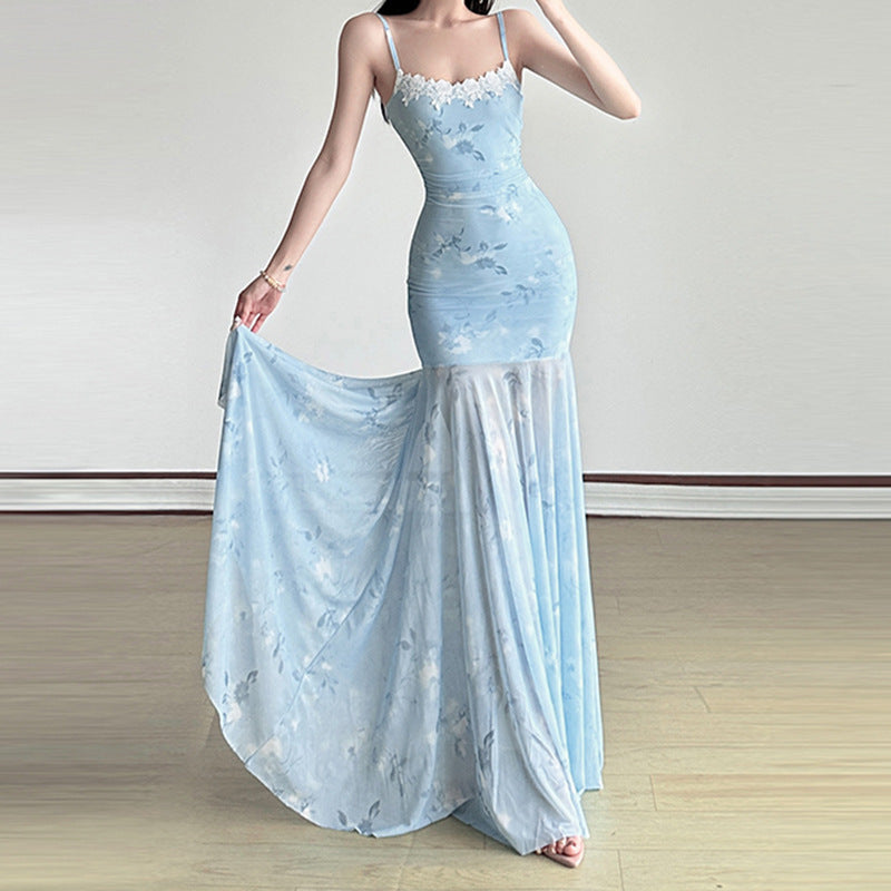 Damen Maxikleid mit floralem Druck und eleganter Spitzenborte Echo Archiv