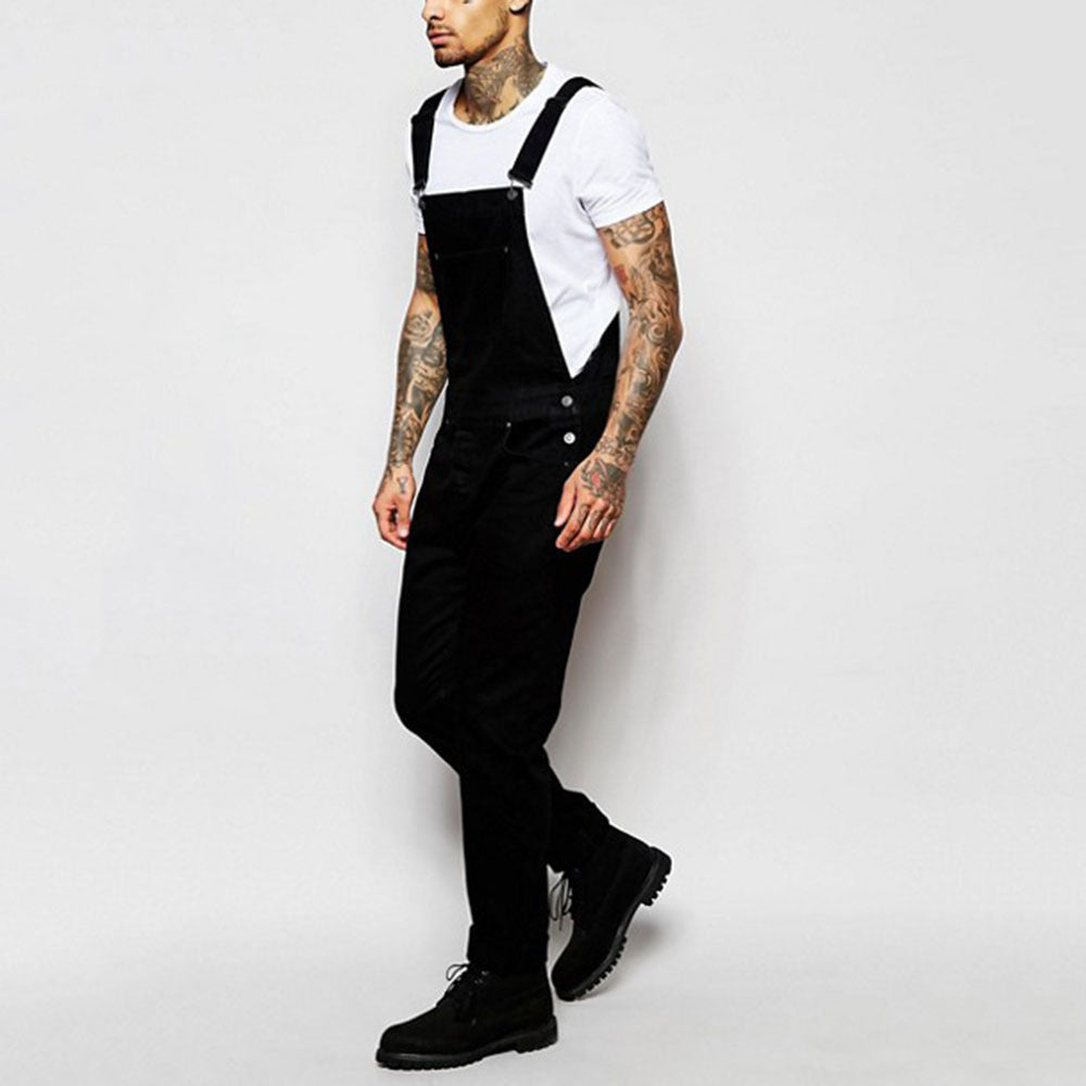Herren lässige Denim-Latzhose mit verstellbaren Trägern und moderner Passform Echoarchiv