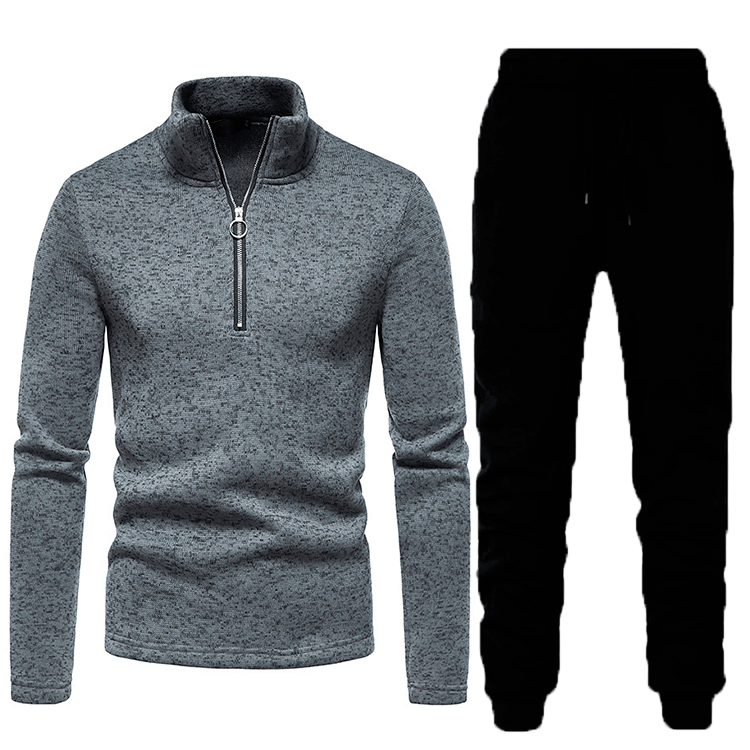 Herren Sportliches Fleece Trainingsanzug-Set mit Reißverschluss Echoarchiv