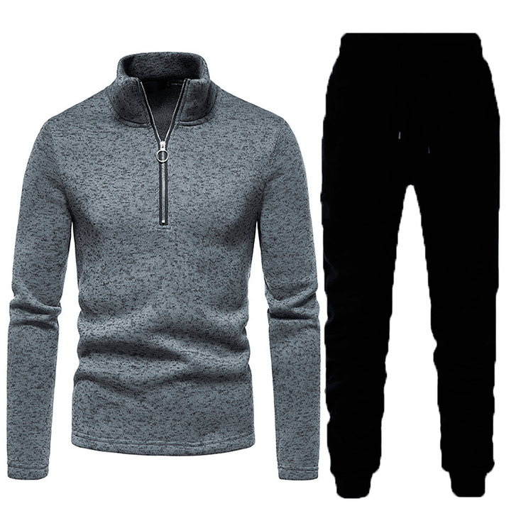 Herren Sportliches Fleece Trainingsanzug-Set mit Reißverschluss Echoarchiv