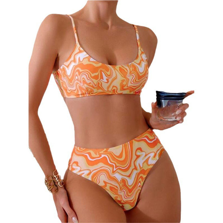 Damen Bikini-Set mit modischem Gummizug und trendy Wellenmuster Echo Archiv