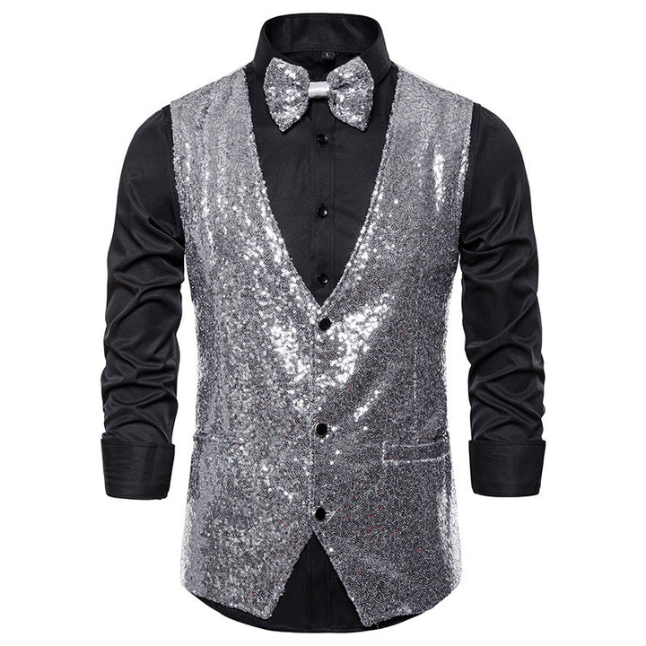 Herren eleganter Paillettenblazer mit passendem Fliege Echoarchiv