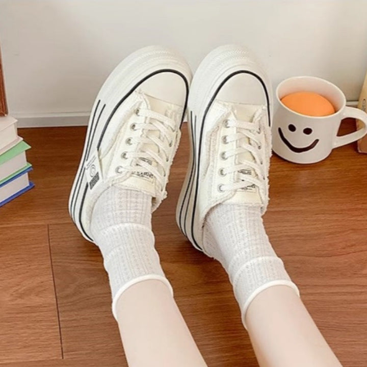 Damen Trendige Plateausneaker mit offener Ferse und Schnürung Echo Archiv