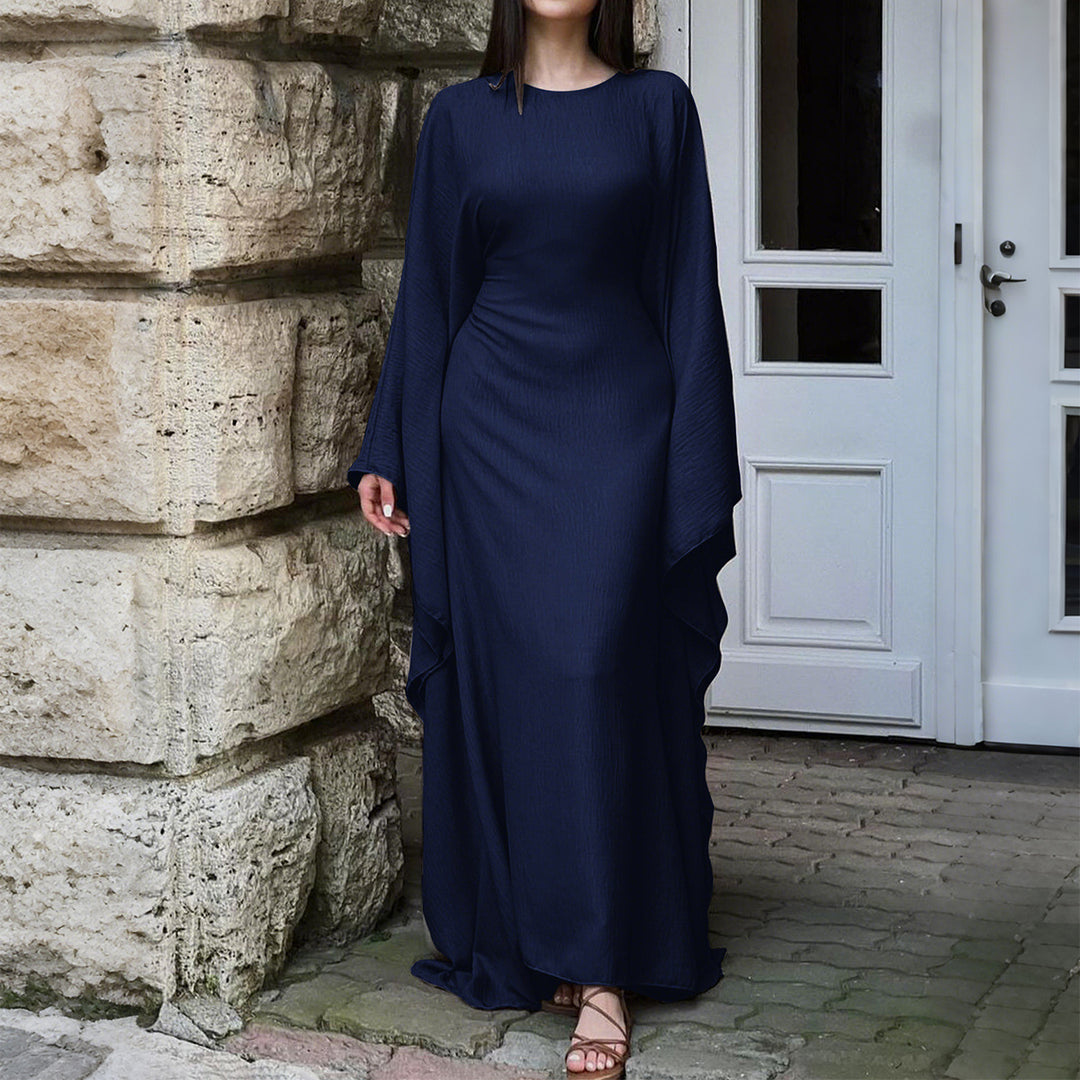 Damen nan fließendes Maxikleid mit weiten drapierten Ärmeln aus Viskosemix Echo Archiv