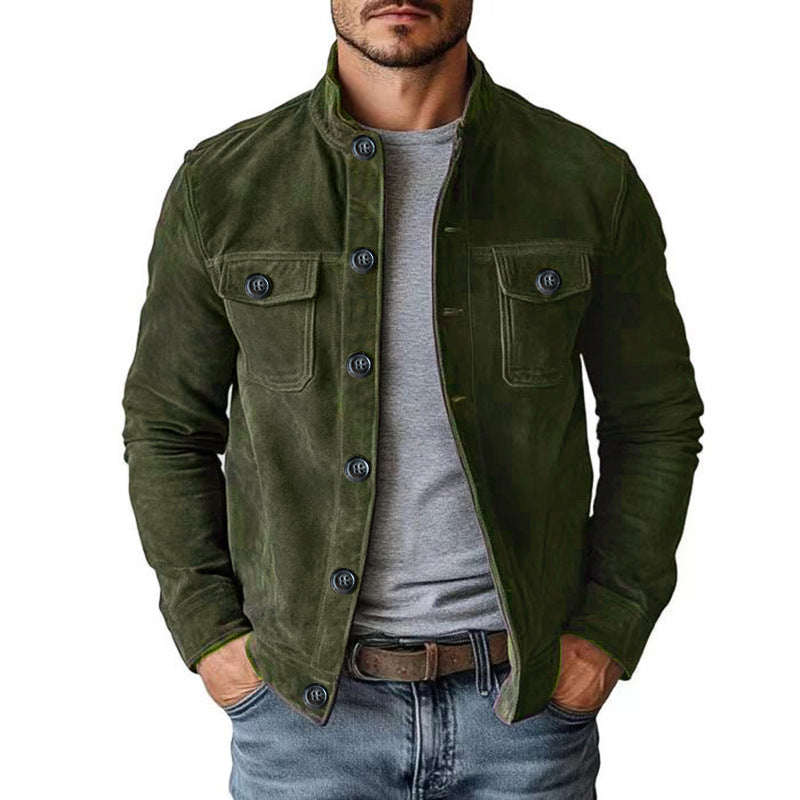 Herren modische Wildlederjacke mit praktischen Taschen Echoarchiv
