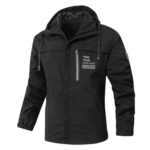 Herren leichte Jacke mit verstellbarem Kapuzenkragen Echoarchiv