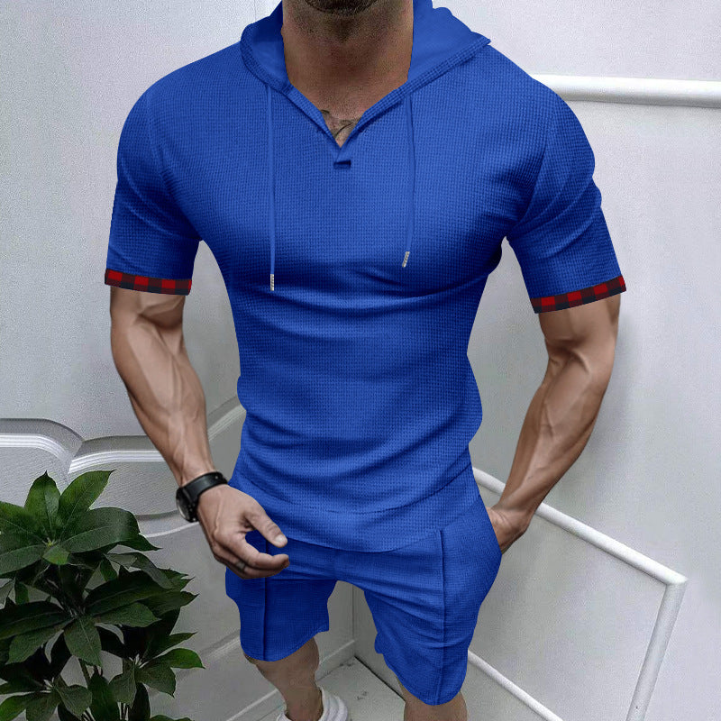 Herren trendiges Kurzarm-Hoodie-Shirt Echoarchiv