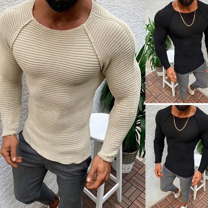 Herren nan figurbetonter Strickpullover mit Raglanärmeln und elastischer Struktur Echo Archiv